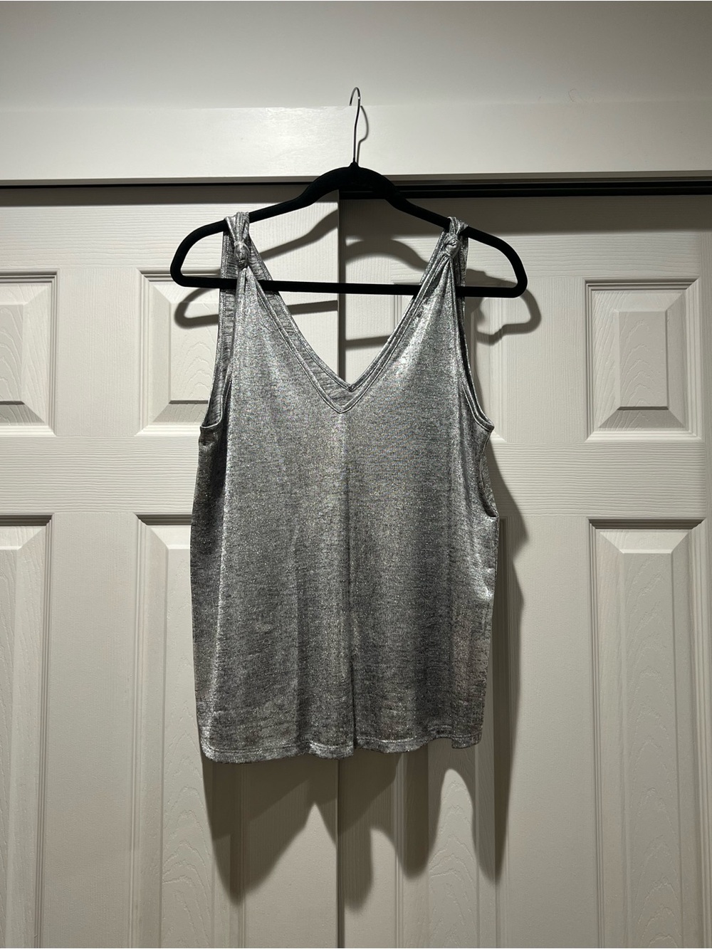 Sunday in Brooklyn Metallic Silver V-Neck Tank